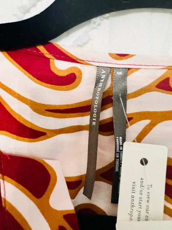 NWT Anthropologie Maeve Tiered Maxi Dress Burgundy Boho Smocked Waist Size S - Picture 6 of 6